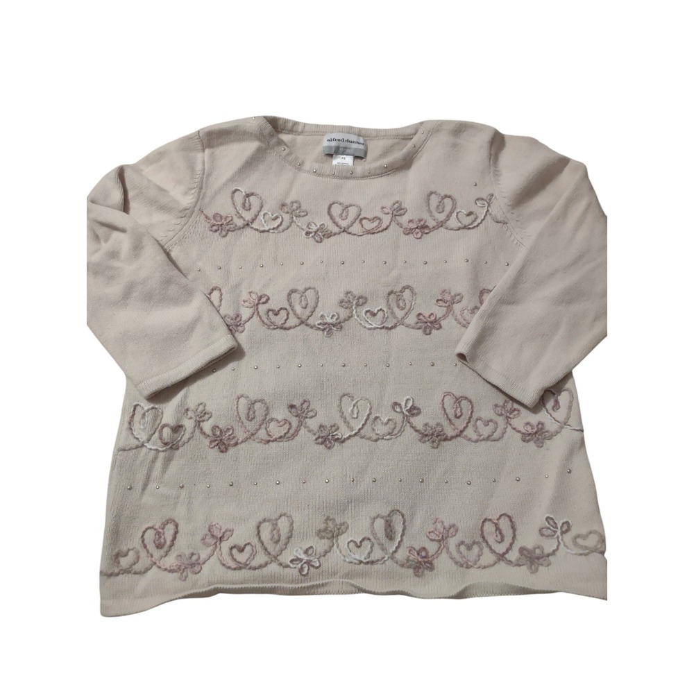 Heart‎ Embroidered Sweater PS Love Romantic Cottage Grandmacore Casual Neutral